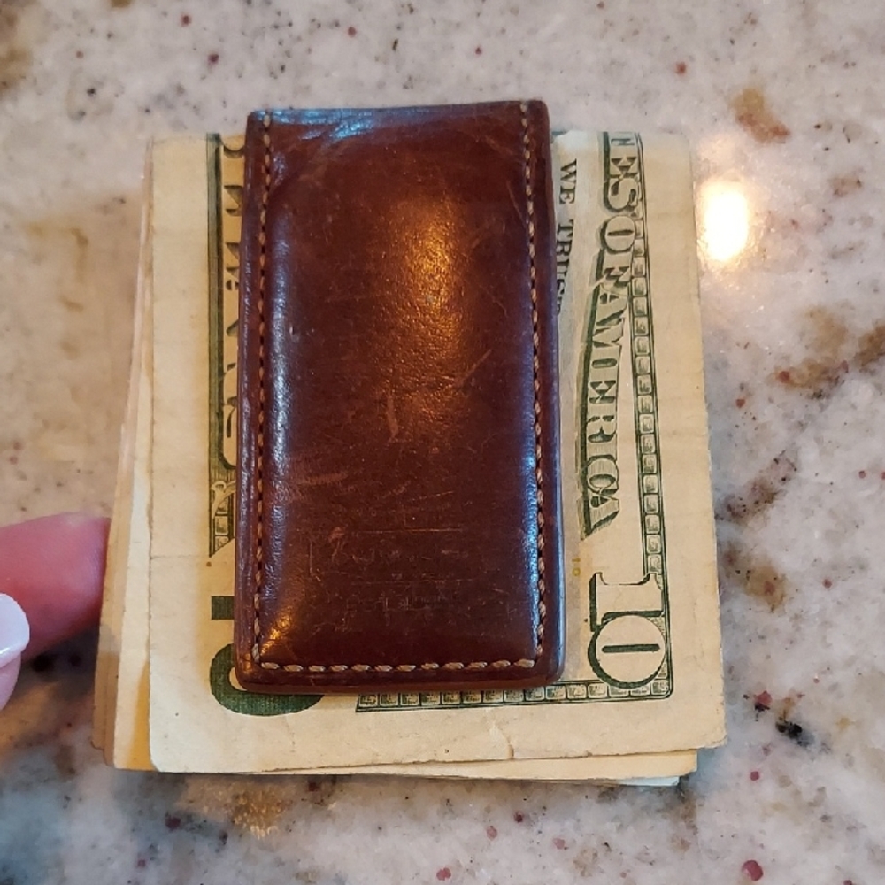 COACH Brown Leather Money Clip